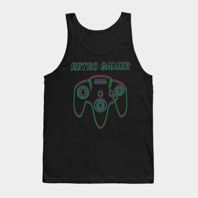 Retro Gamer N64 controller gamepad neon Tank Top by kadaga